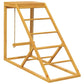 Wooden chicken activity center with ramp ladder and hanging rope perch, yellow
