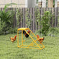Wooden chicken activity center with enclosed top platform and ladder, yellow frame
