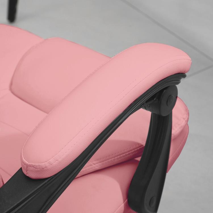 Pink padded massage office chair armrest with black support frame
