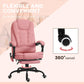 Pink office massage chair on 360-degree swivel caster base with padded headrest and armrests