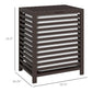 Coffee bamboo laundry hamper with slatted frame and closed top lid