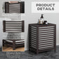 Coffee bamboo laundry hamper with slatted design and elevated base