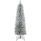 Snow flocked pencil artificial Christmas tree with metal base stand