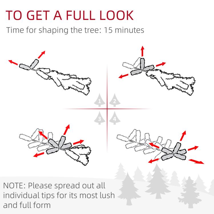 Artificial pencil Christmas tree fluffed branch tips shown on layout