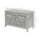 Gray lift-top storage chest with cross-panel front and safety hinge, 30"W x 19"H