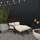 Two-seat wicker adirondack chair with cream cushions and high back