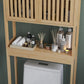 Natural bamboo over-toilet cabinet with slatted door and open shelf