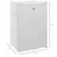 White upright freezer with front door and base feet, shown from front-left