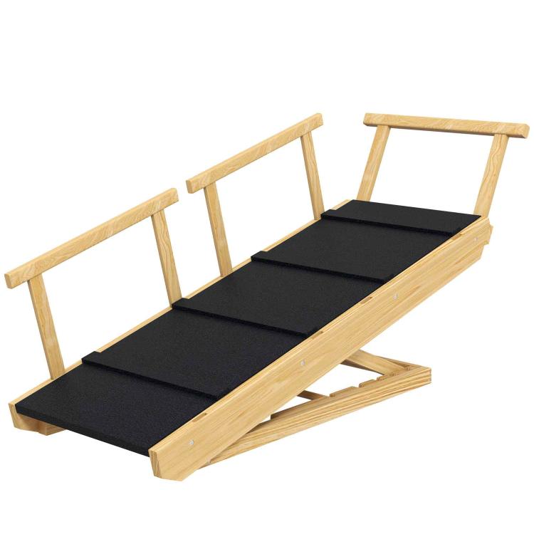 Foldable pet steps ramp with three tiers and black non-slip walking surface