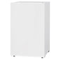 White single-door mini refrigerator with compact body and visible base feet