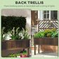 Back trellis raised planter made of dark wood with plant climbing frame