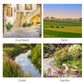 Garden bridge lifestyle collage featuring outdoor yard and garden settings