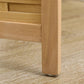 Bamboo folding room divider screen, natural wood color, close-up of bottom edge