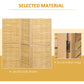 Natural bamboo room divider with woven panels and metal hinge hardware detail