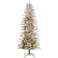 7.5 ft flocked artificial Christmas tree with warm clear lights and snow-dusted branches