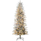 7.5 ft flocked artificial Christmas tree with snow branches and warm yellow lights on stand