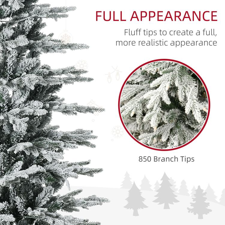 Close-up of flocked tree branches with snow-dusted tips for a full, lush look