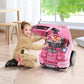 Pink mechanic car toy with open hood and working engine parts