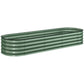 Green galvanized raised garden bed planter box, long rectangular metal sides