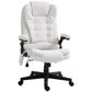 White high-back massage office chair with padded headrest and armrests, caster base