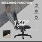 Black recline massage office chair with tilting back and padded footrest platform