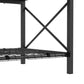 Black metal raised garden bed frame with legs and wire bottom shelf
