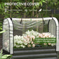 Black raised garden bed planter with clear protective cover and roll-up door