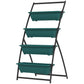 Green 4-tier vertical raised garden planter with black metal stand and four empty boxes