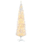 Slim white artificial pencil Christmas tree with warm white LED lights and tripod stand