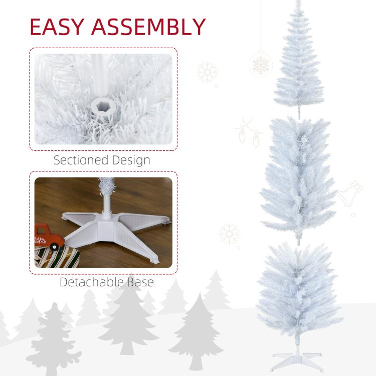 Slim pencil Christmas tree with sectioned design and detachable base stand
