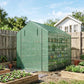 Green mesh temporary greenhouse with zippered door and transparent window panels