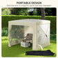 Pop-up canopy tent with open side panels and carry bag, light beige fabric