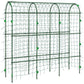 Green A-frame garden trellis with square climbing net and metal grid frame