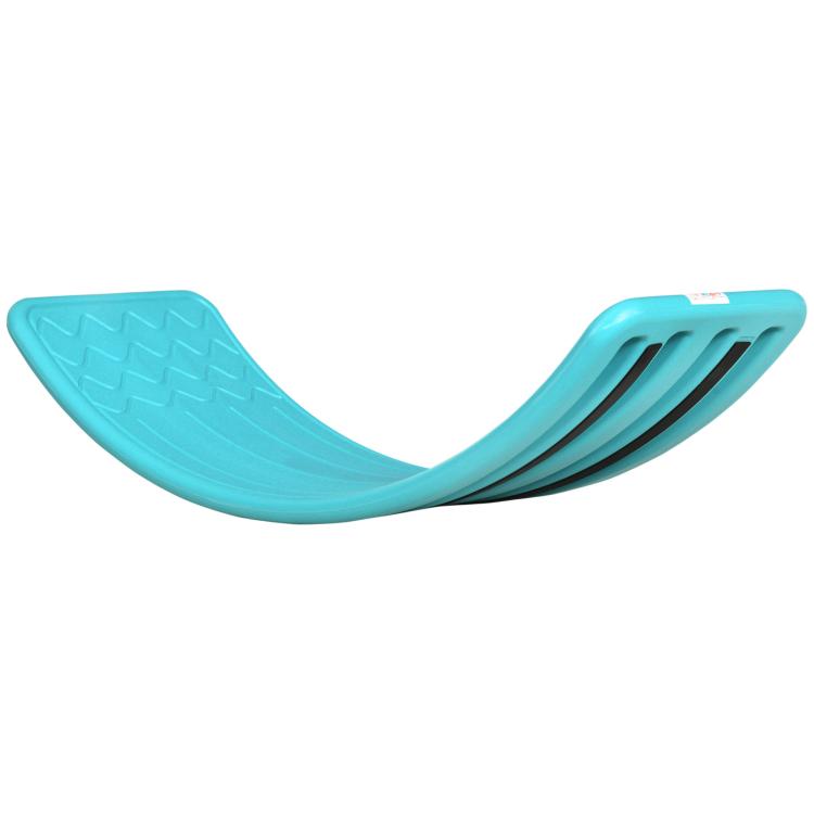 Turquoise-blue curved balance wobble board with rocker shape
