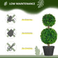 Artificial boxwood double-ball topiary tree in black pot with dense green foliage