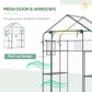 Outdoor walk-in mini greenhouse features mesh door and windows with roll-up design