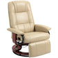 Cream adjustable swivel recliner chair with extended footrest and armrest