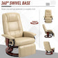 Cream 360° swivel base recliner lounge chair with footrest