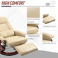 Cream recliner lounge chair with extendable footrest and padded side armrests