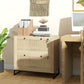 Natural rattan-style 2-drawer lockable filing cabinet with two mesh front panels