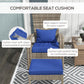 Blue seat cushions with removable zip covers and padded filling, for chair and ottoman