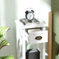 White 2-tier side table with drawer and open shelf