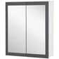White bathroom medicine cabinet with mirrored double doors and flat frame trim
