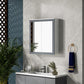 Bathroom medicine cabinet with mirror doors in a dark gray frame on wall-mount housing