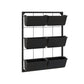 Black 3-tier wall planter with six rectangular hanging pots on metal frame