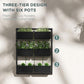 Black 3-tier wall planter with six rectangular pots, three-tier layout