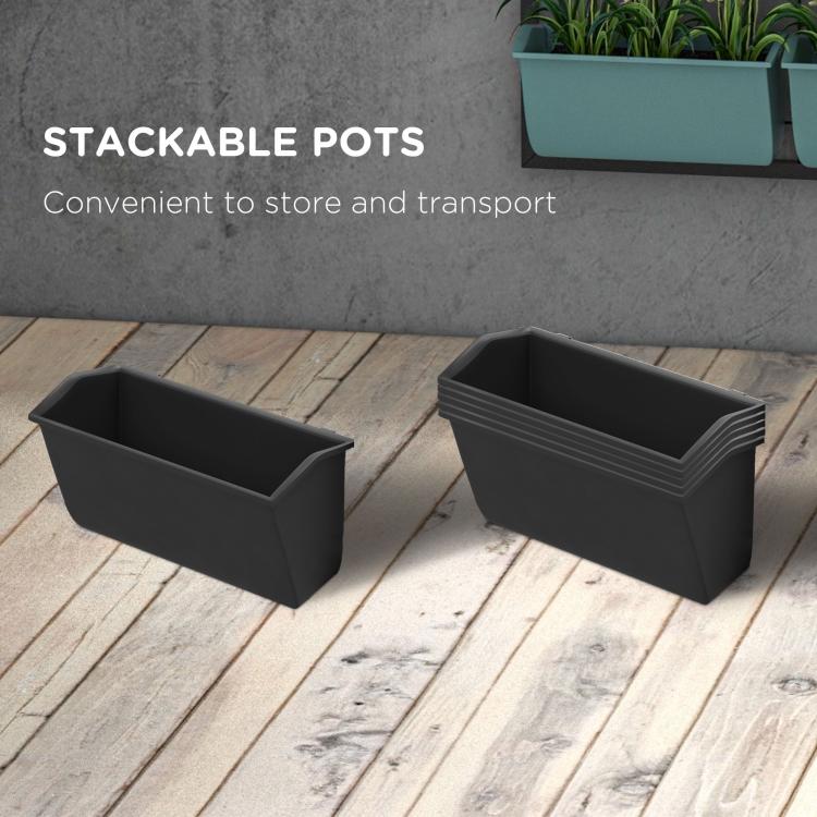 Two black rectangular stackable planter pots