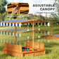Wooden kids sandbox with adjustable height canopy and knob control detail