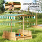 Adjustable canopy kids wooden sandbox with striped cover and bench seats