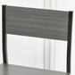 Gray industrial counter-height bar table top with dark legs, wood-grain finish